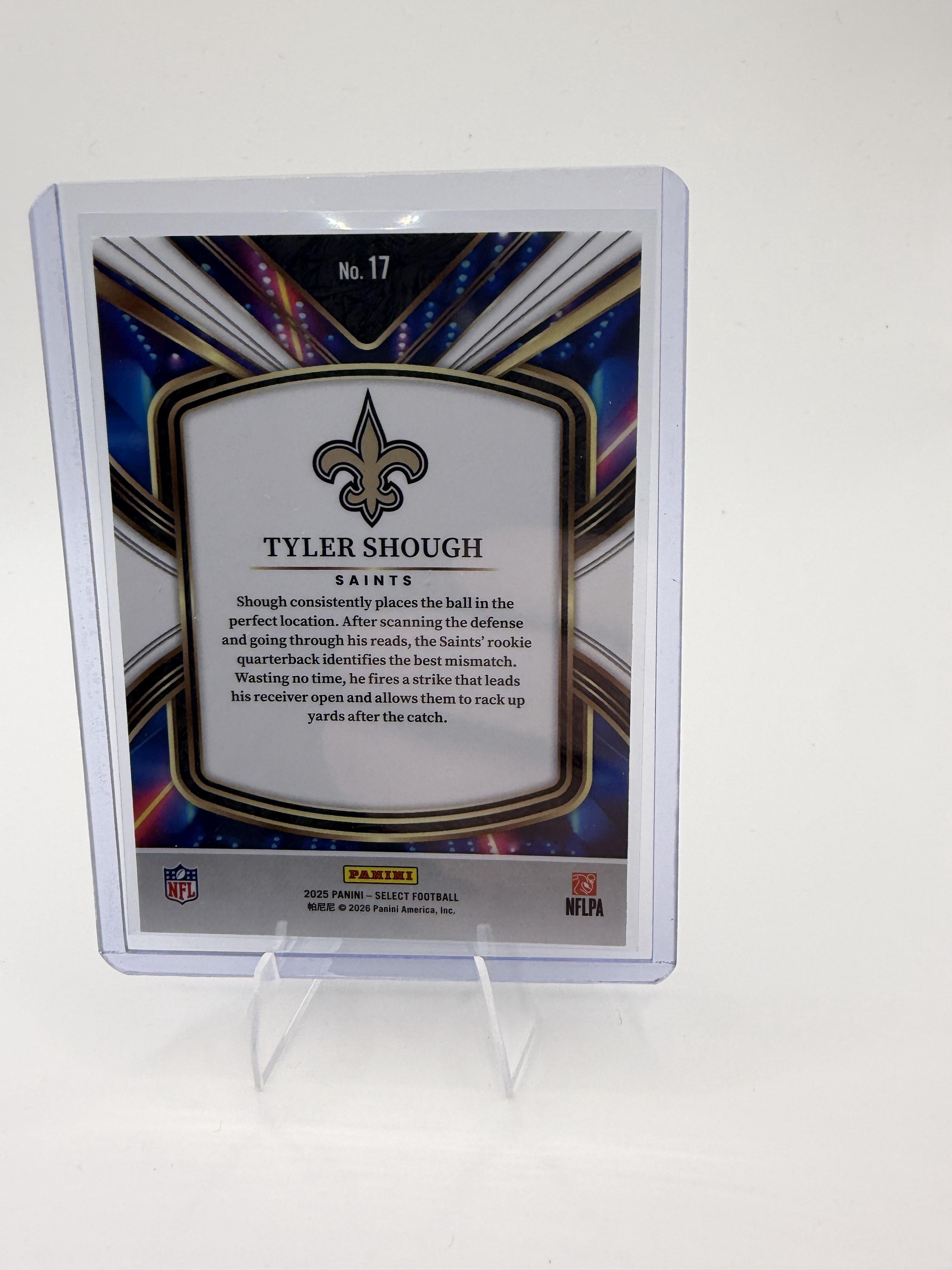 2025 Panini Select Tyler Shough Card Select Future New Orleans Saints #17