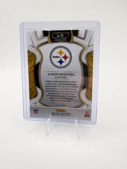 2025 Panini Select Aaron Rodgers Card Red and Blue Prizm Shock Steelers #51