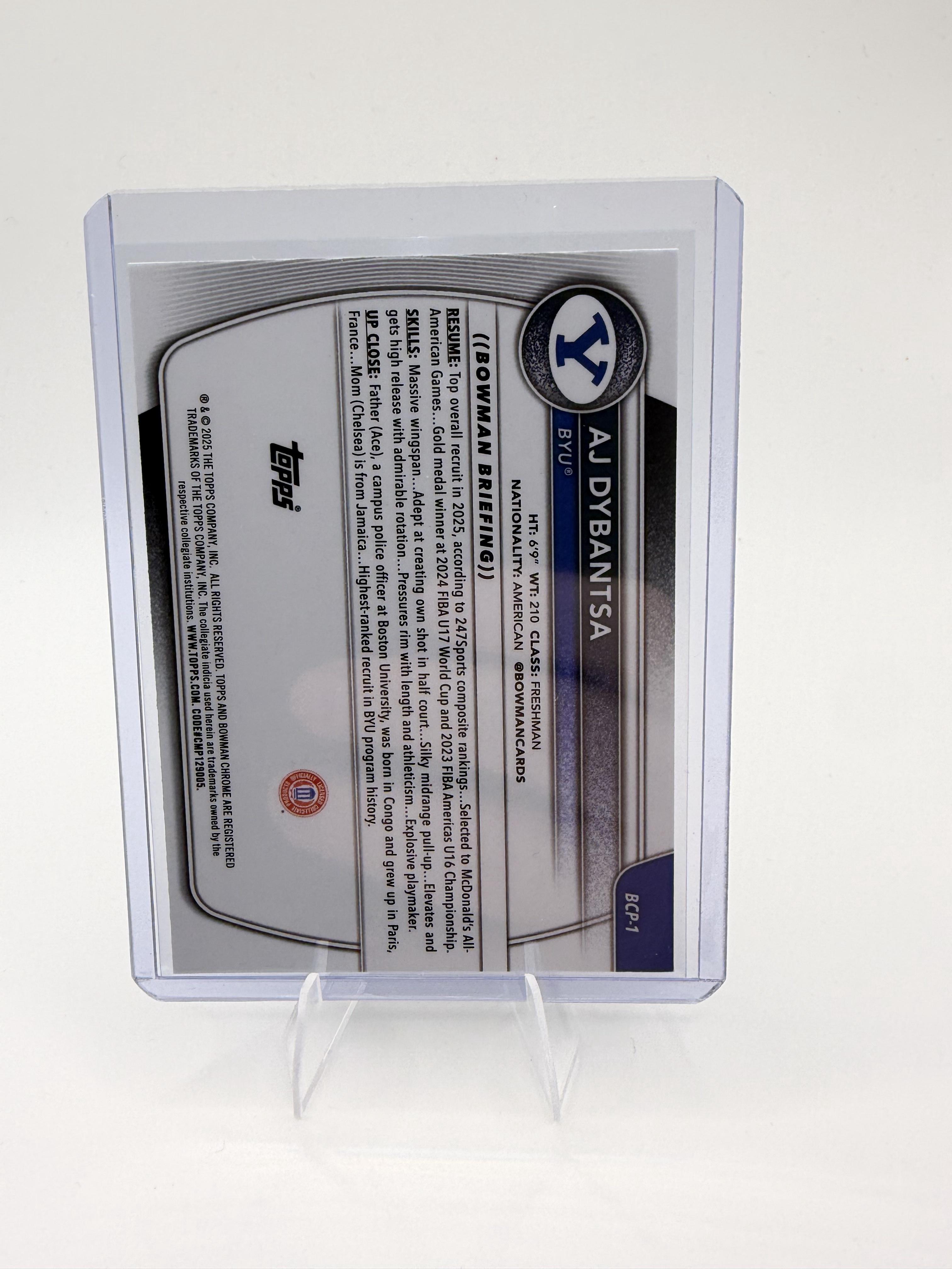 2025-26 Bowman Chrome U AJ Dybantsa BCP-1 1st Bowman Reptilian Refractor SSP BYU