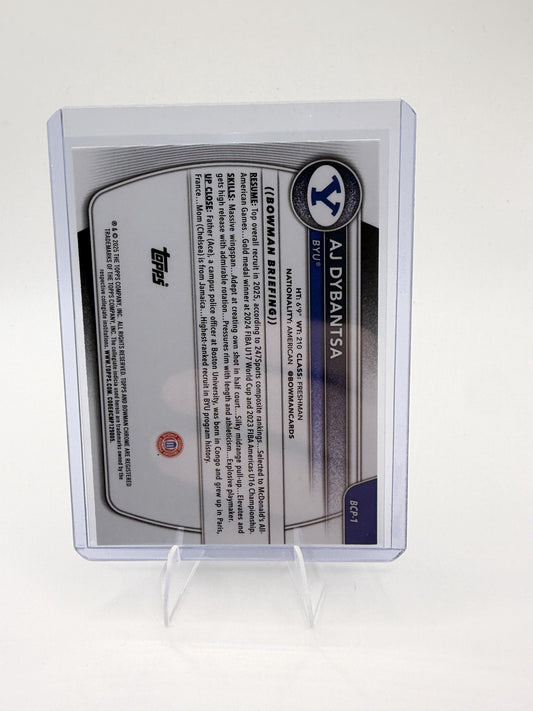 2025-26 Bowman Chrome U AJ Dybantsa BCP-1 1st Bowman Reptilian Refractor SSP BYU