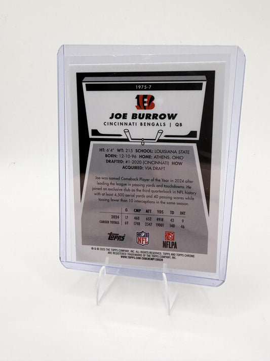 2025 Topps Chrome Joe Burrow Card 1975 Topps Cincinnati Bengals #1975-7