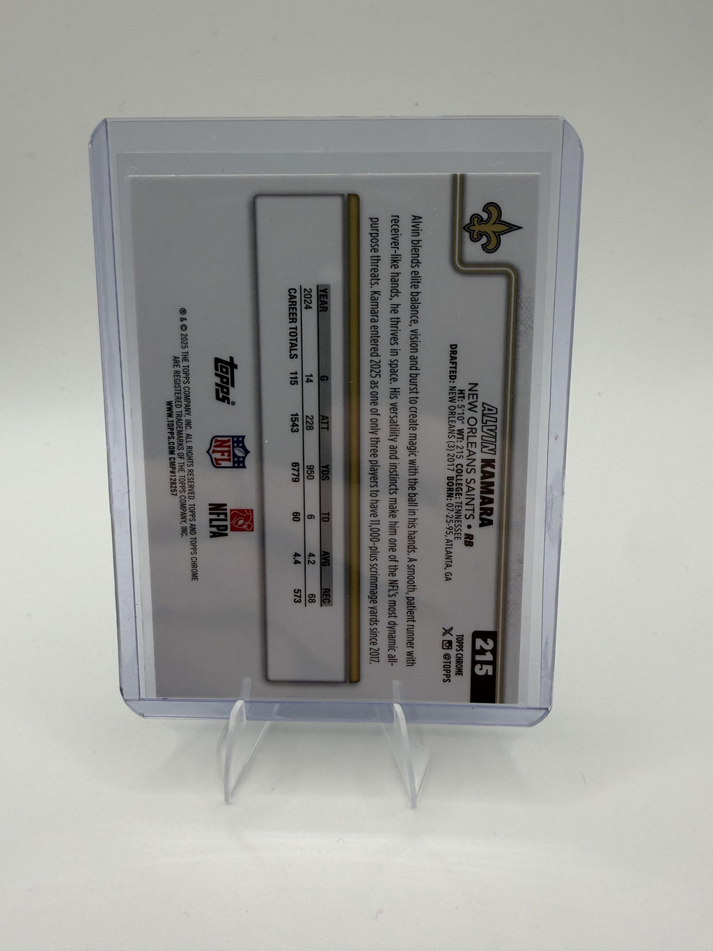 2025 Topps Chrome Alvin Kamara Card Red White and Blue  New Orleans Saints #215