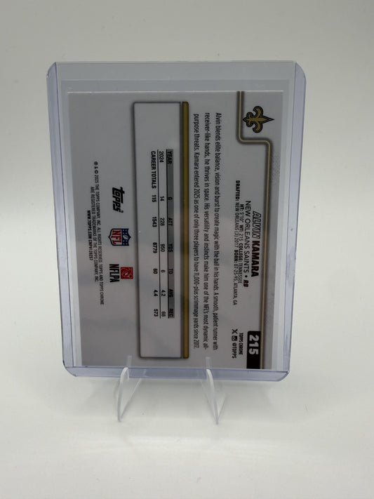 2025 Topps Chrome Alvin Kamara Card Red White and Blue  New Orleans Saints #215