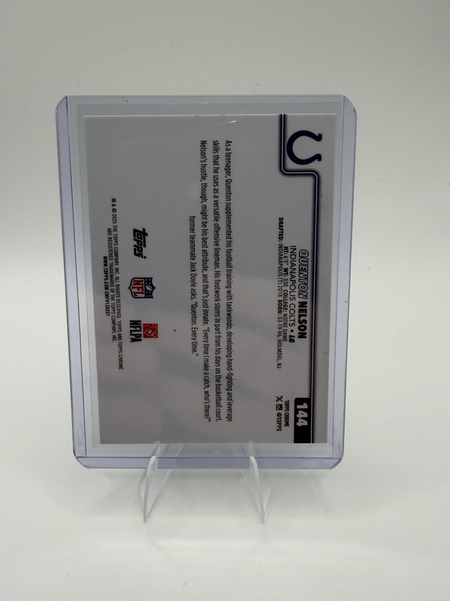 2025 Topps Chrome Quenton Nelson Card Football Leather Refractor Colts #144