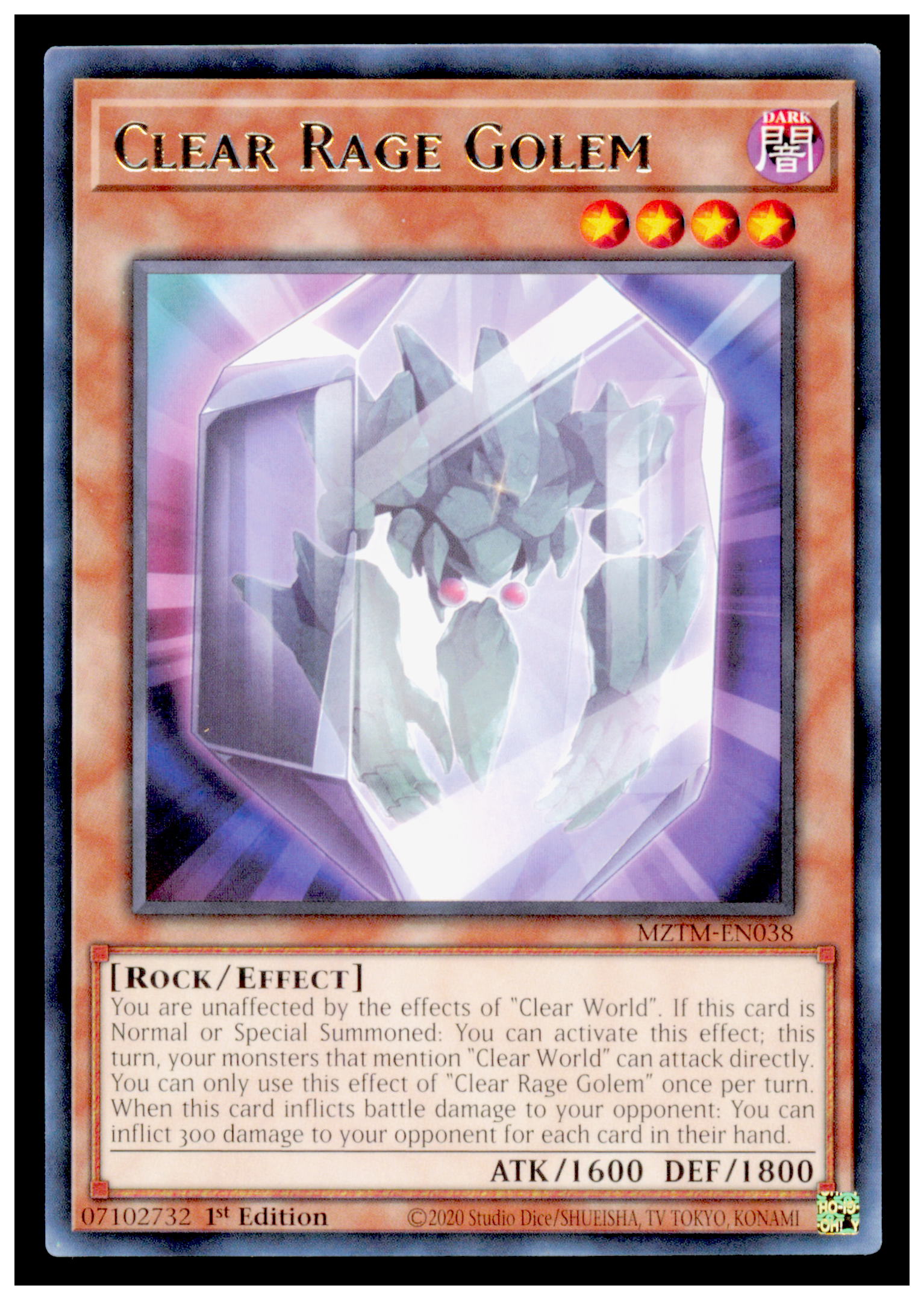 Maze of the Master Clear Rage Golem Card Rare #MZTM-EN038