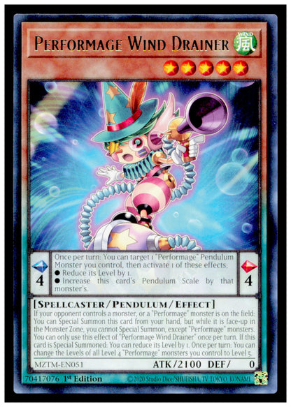 Maze of the Master Performage Wind Drainer Card Rare #MZTM-EN051