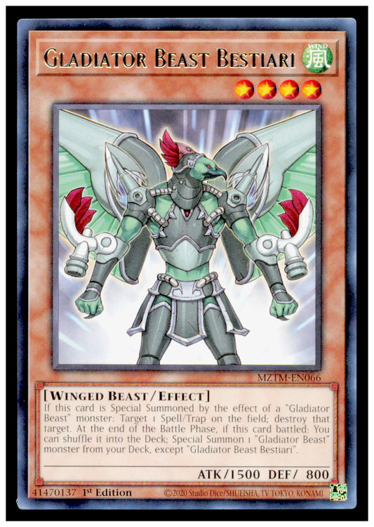 Maze of the Master Gladiator Beast Bestiari Card Rare #MZTM-EN066 Yu-Gi-Oh!