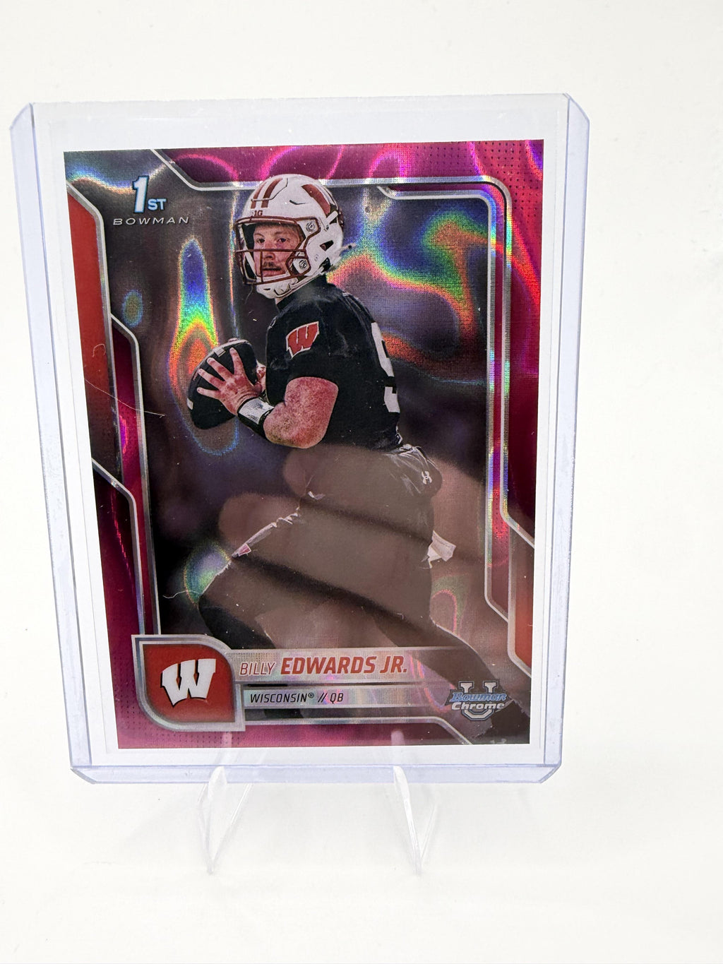 2025 Bowman Chrome Billy Edwards Jr Pink Lava Refractor 1st Bowman Wisconsin QB