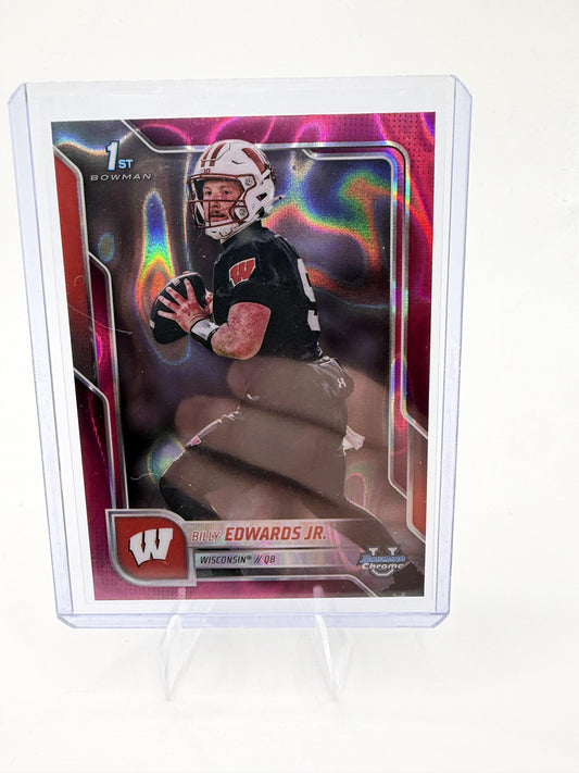 2025 Bowman Chrome Billy Edwards Jr Pink Lava Refractor 1st Bowman Wisconsin QB