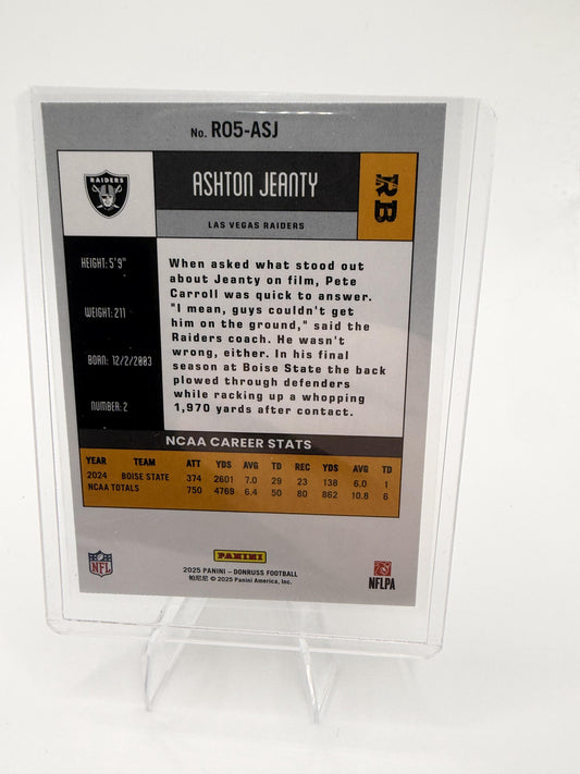 2025 Donruss Ashton Jeanty Card Retro 2005 Las Vegas Raiders #R05-ASJ