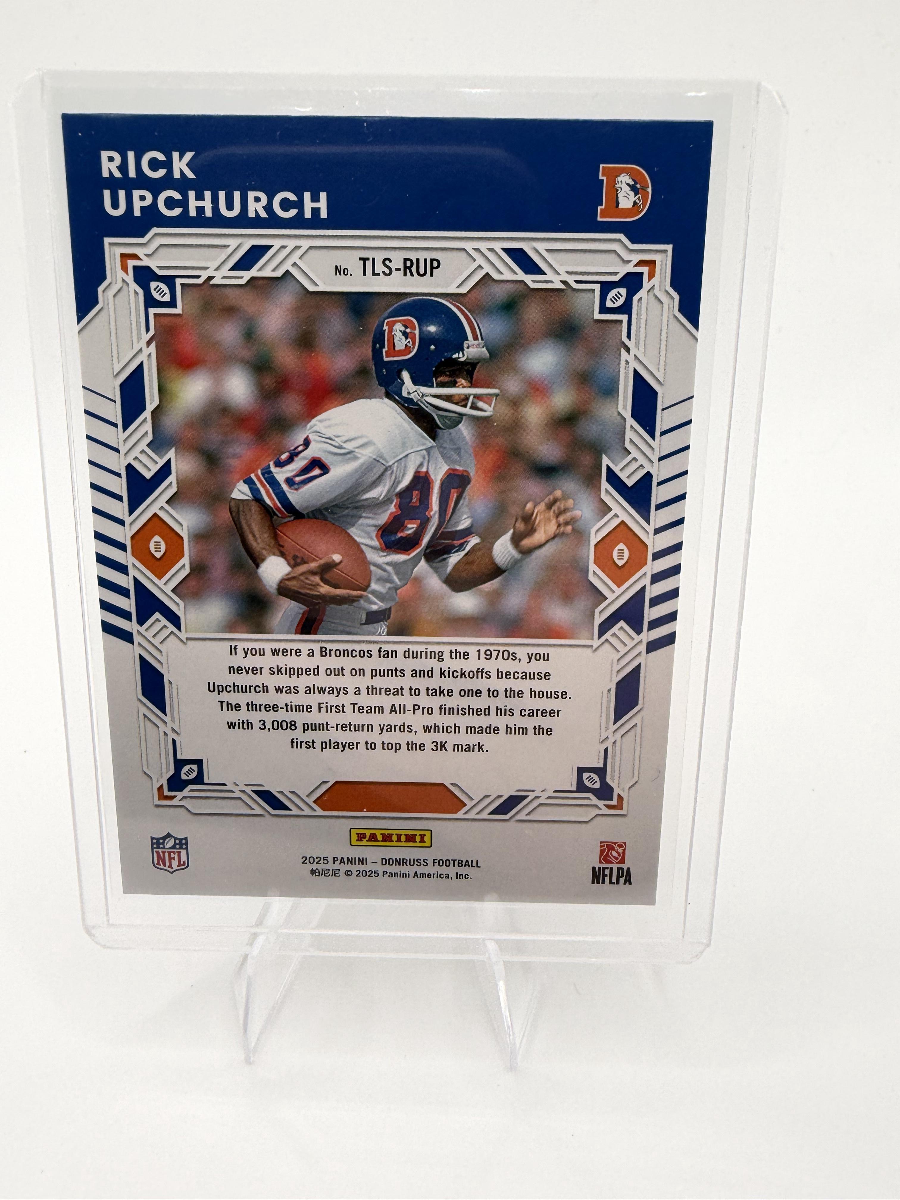 2025 Donruss Rick Upchurch Card The Legend Series Denver Broncos #TLS-RUP