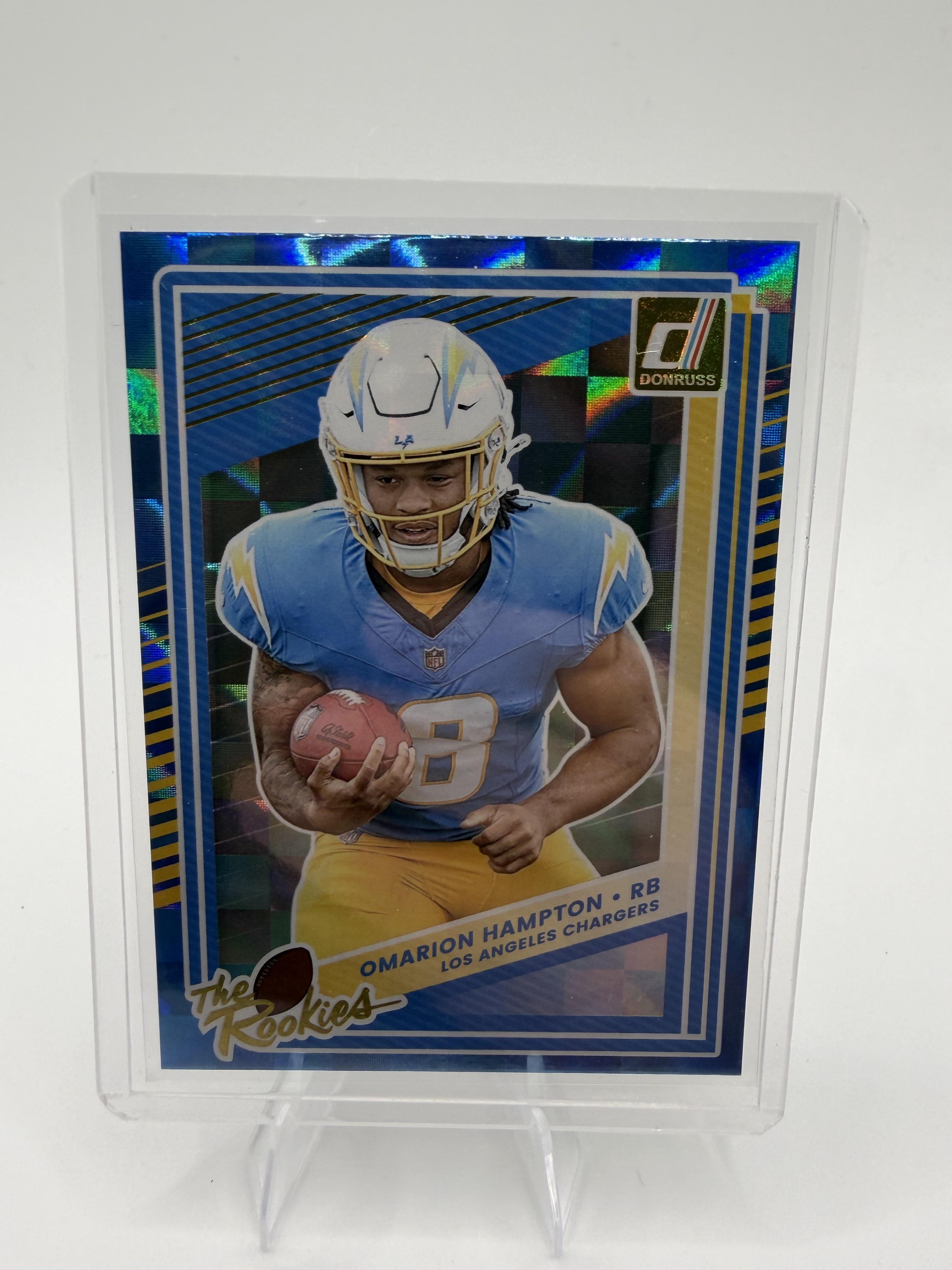 2025 Donruss Omarion Hampton The Rookies Blue Parallel RC Chargers RB #8