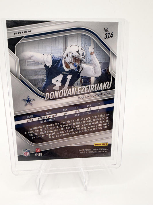 2025 Panini Prizm Donovan Ezeiruaku Card White Disco Dallas Cowboys #314