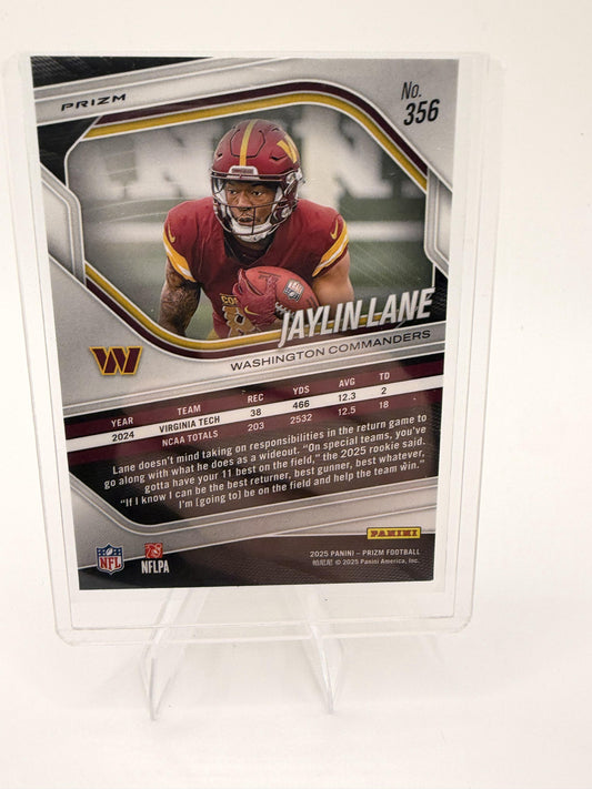 2025 Panini Prizm Jaylin Lane Card White Disco Washington Commanders #356