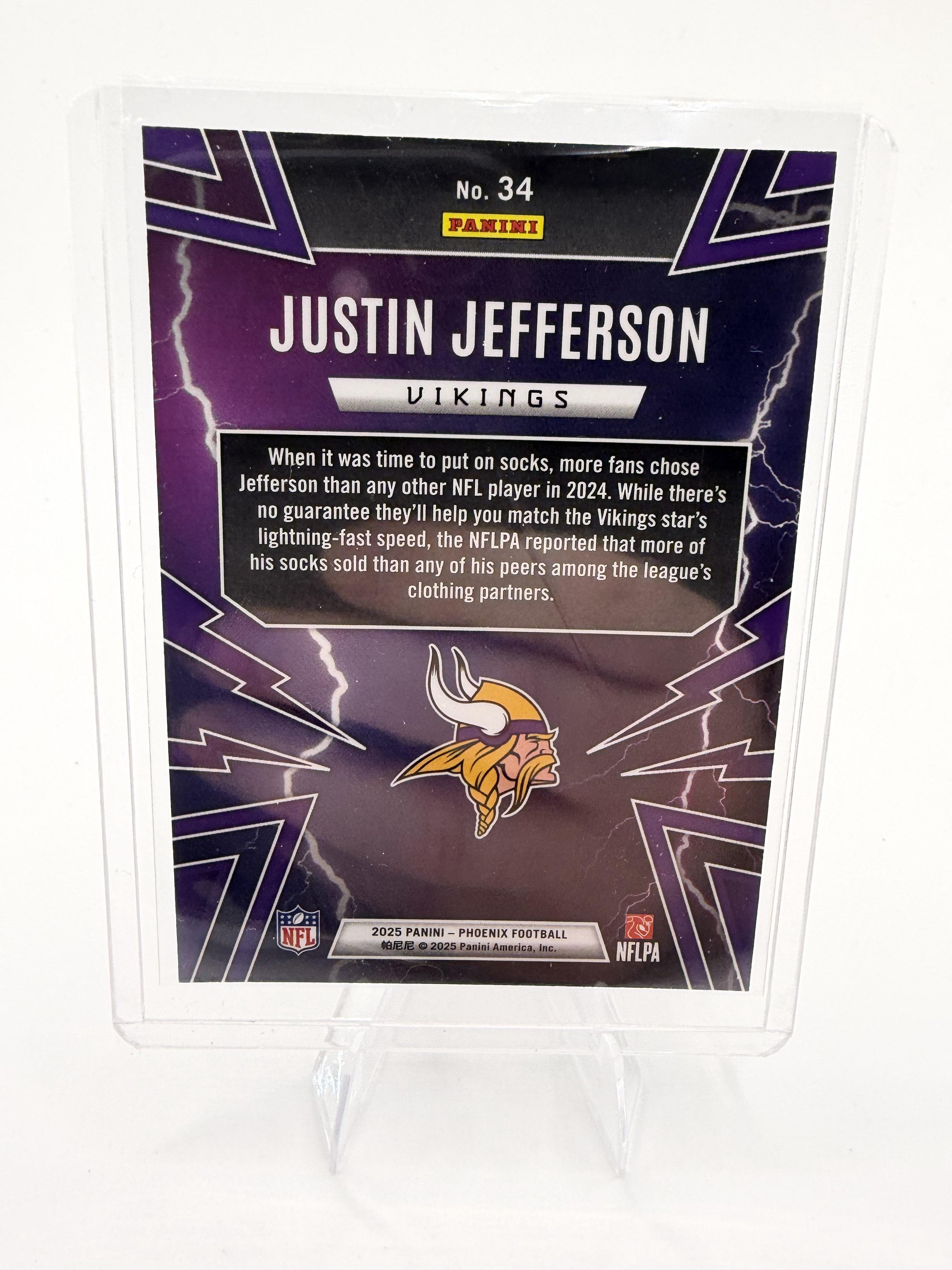 2025 Panini Phoenix Justin Jefferson Card Thunderbirds Minnesota Vikings #34