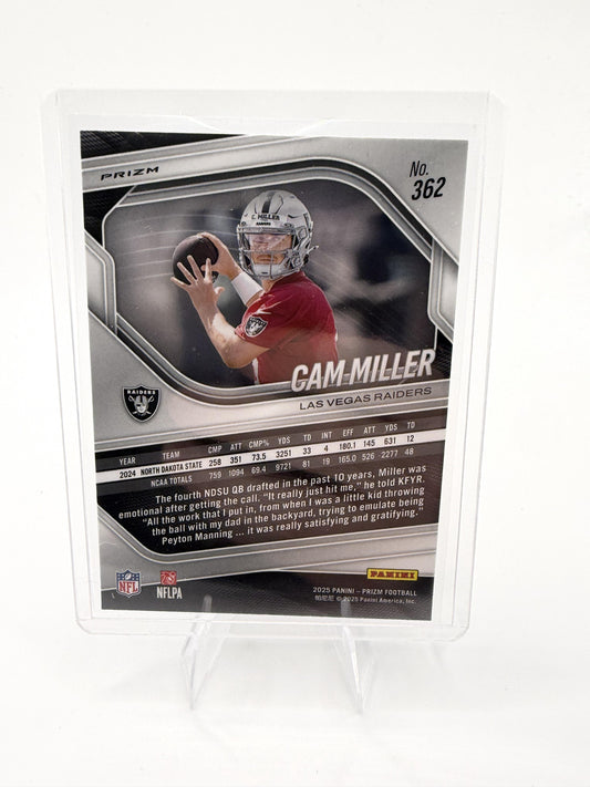 2025 Panini Prizm Cam Miller Card White Disco Las Vegas Raiders #362
