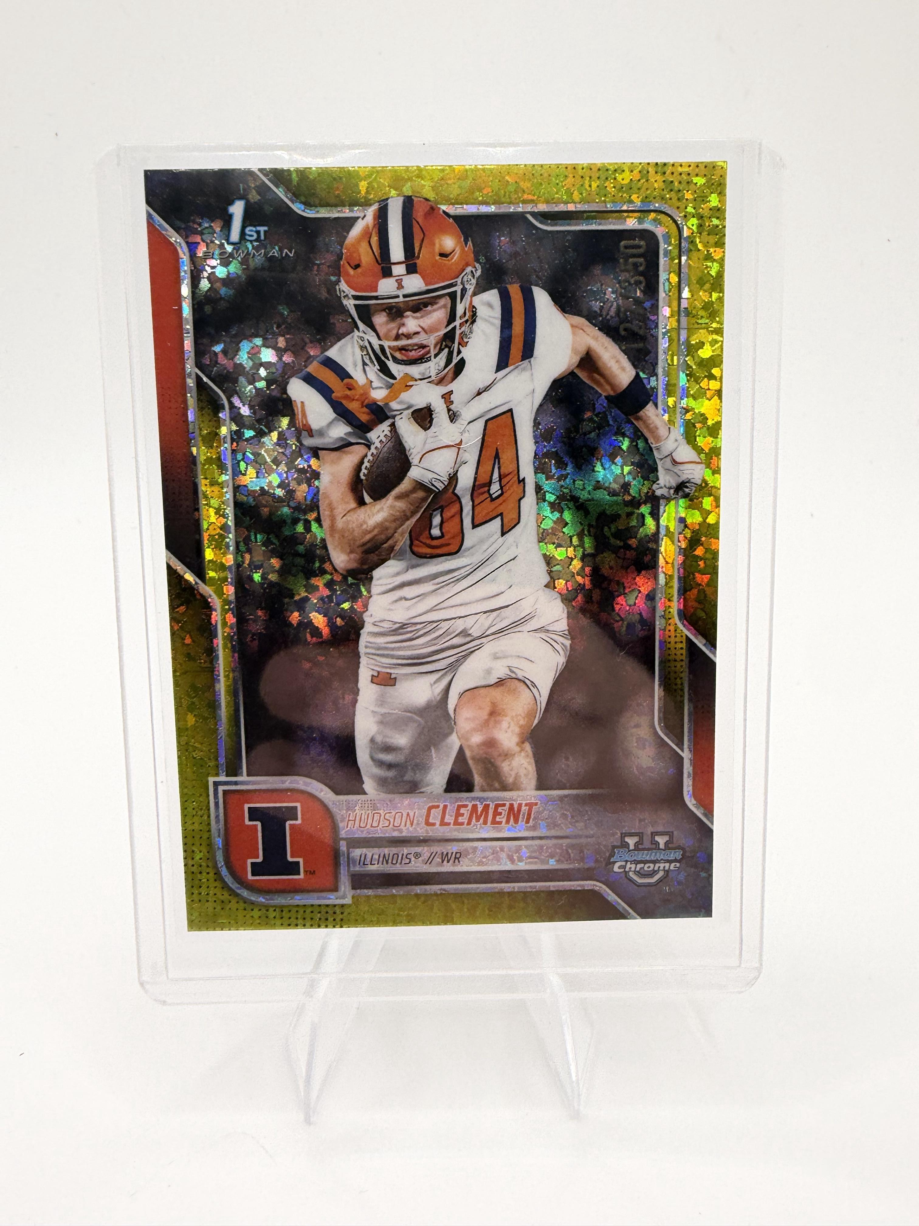 2025 Bowman Chrome Hudson Clement Yellow Mini-Diamond Refractor /350 Illinois RC