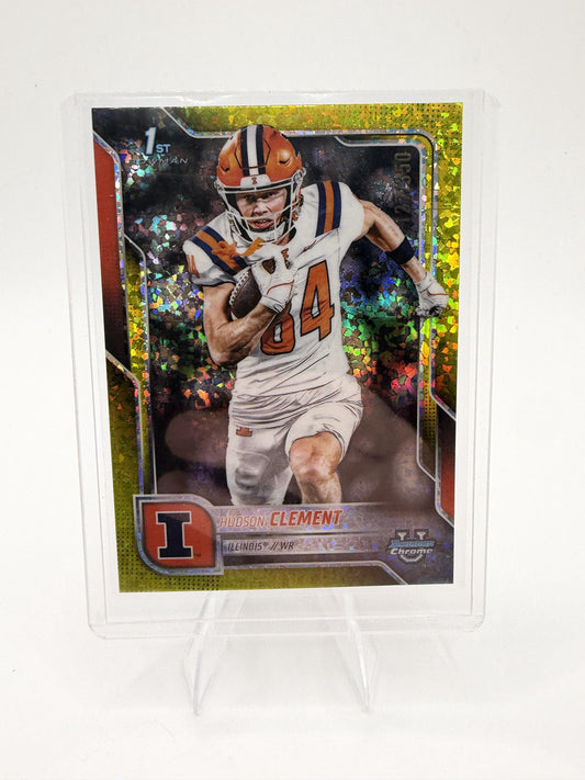 2025 Bowman Chrome Hudson Clement Yellow Mini-Diamond Refractor /350 Illinois RC