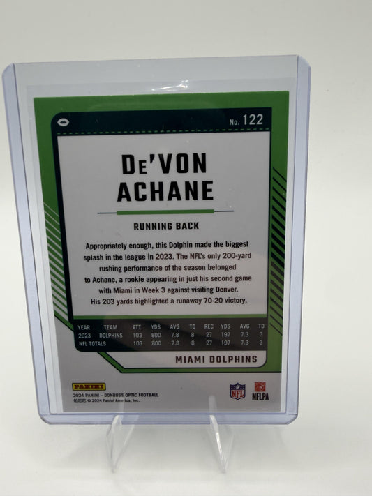 2024 Donruss Optic De'Von Achane Card Miami Dolphins #122