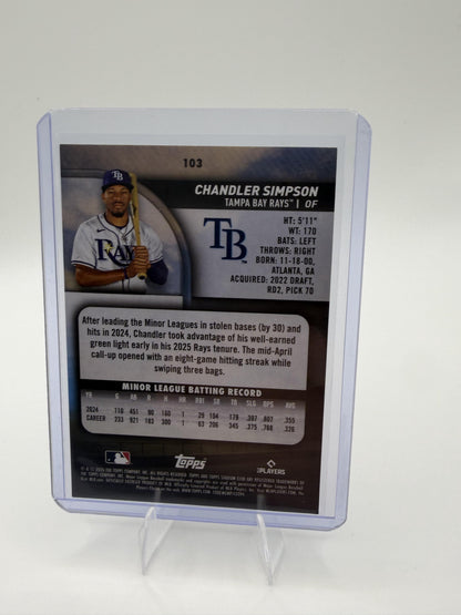 2025 Stadium Club Chandler Simpson Card RC Tampa Bay Rays #103