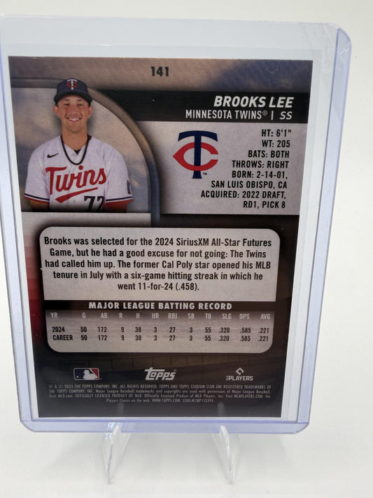2025 Stadium Club Brooks Lee Card RC Minnesota Twins #141