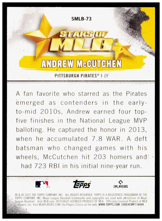 2025 Topps Update Andrew McCutchen Card Stars of MLB Pittsburgh Pirates #SMLB-73