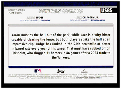 2025 Topps Update City Boys! Card New York Yankees #US85