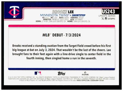 2025 Topps Update Brooks Lee Card Minnesota Twins #US243