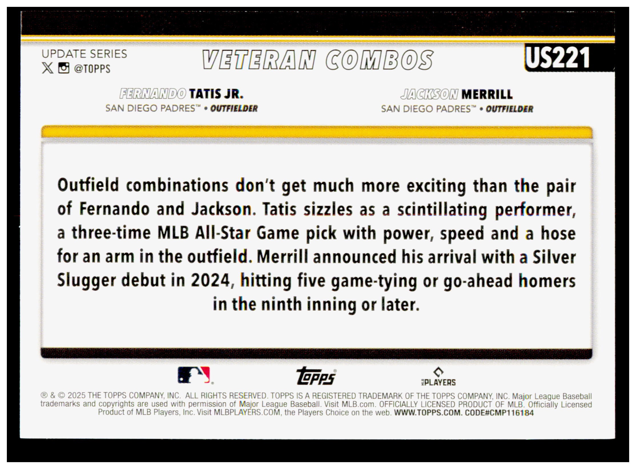 2025 Topps Update Cool Customers  Card San Diego Padres #US221