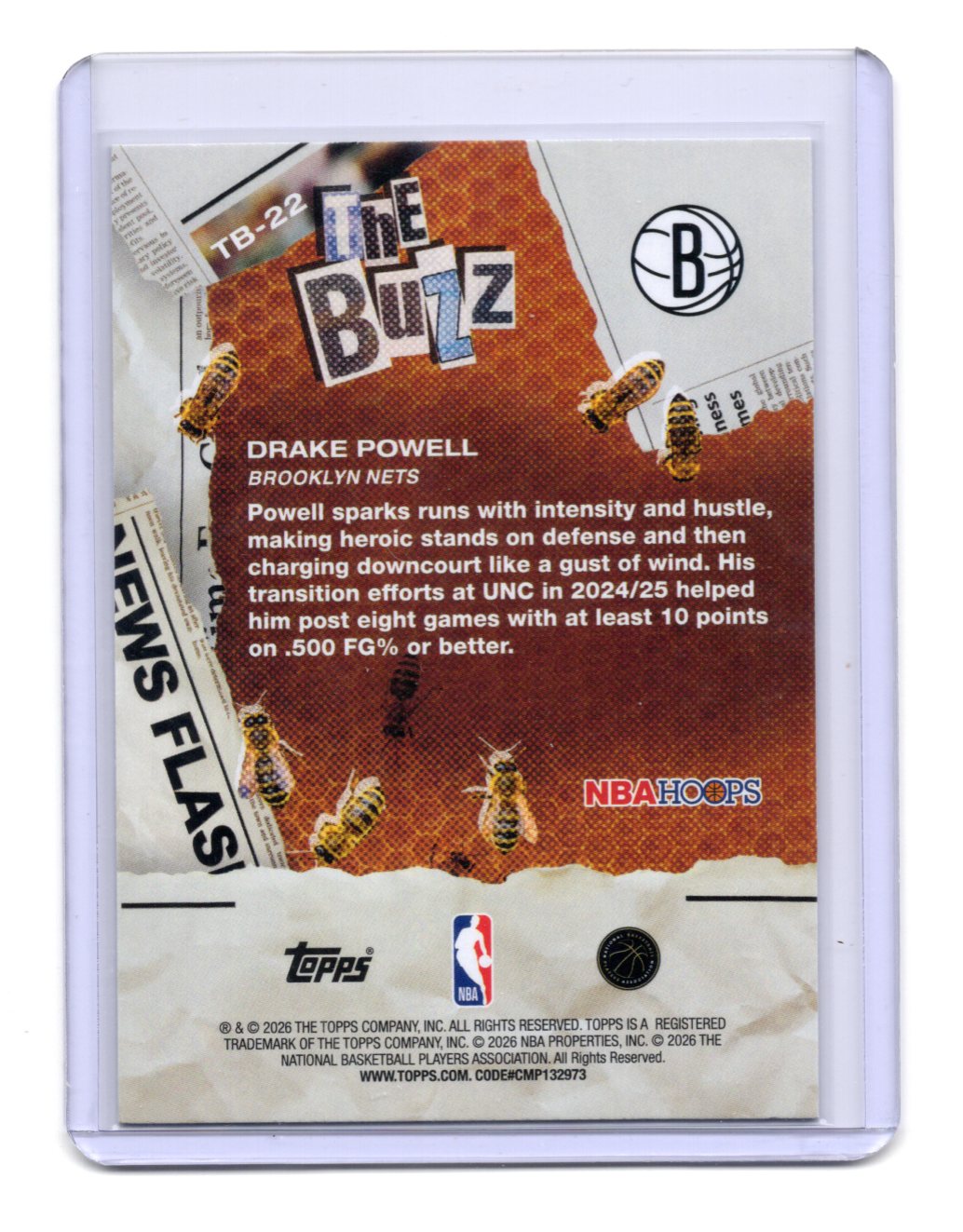 2025-26 Hoops Drake Powell Card The Buzz Brooklyn Nets #TB-22