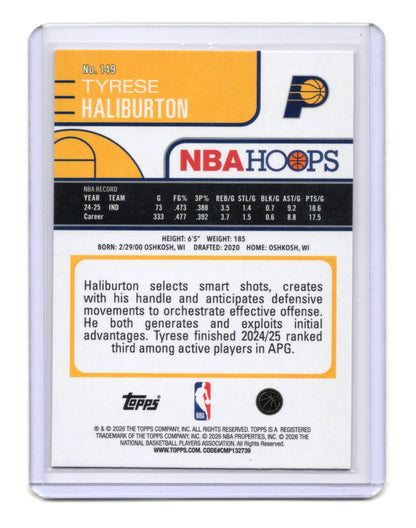 2025-26 Topps NBA Hoops Tyrese Haliburton Checkerboard Parallel #149 Pacers