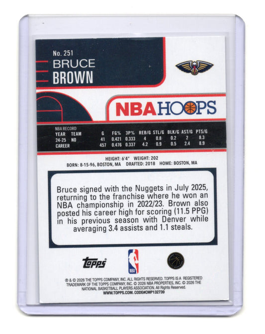 2025-26 Hoops Bruce Brown Card Green Hoops New Orleans Pelicans #251