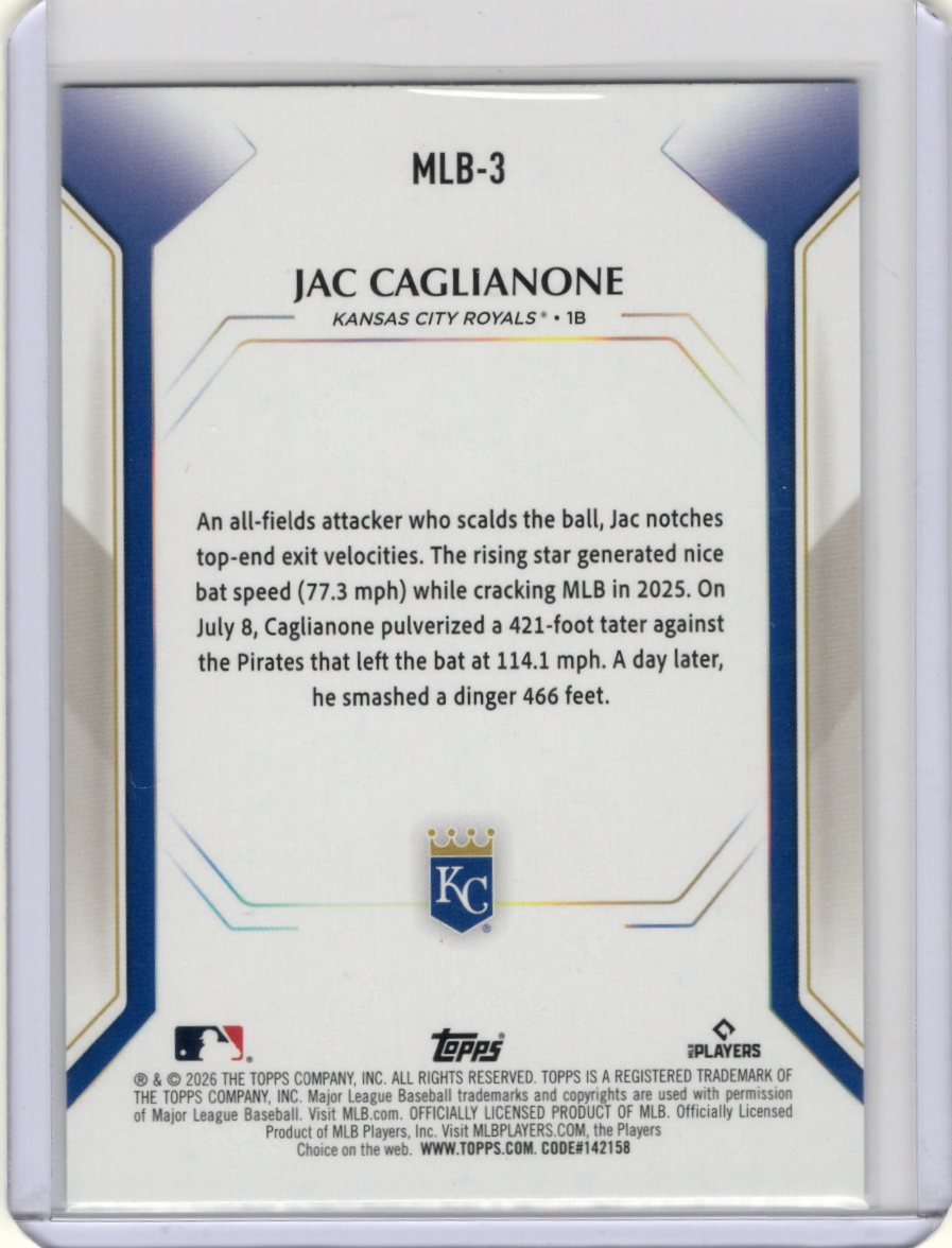2026 Topps Jac Caglianone Card Topps Collector Kit Kansas City Royals #MLB-3