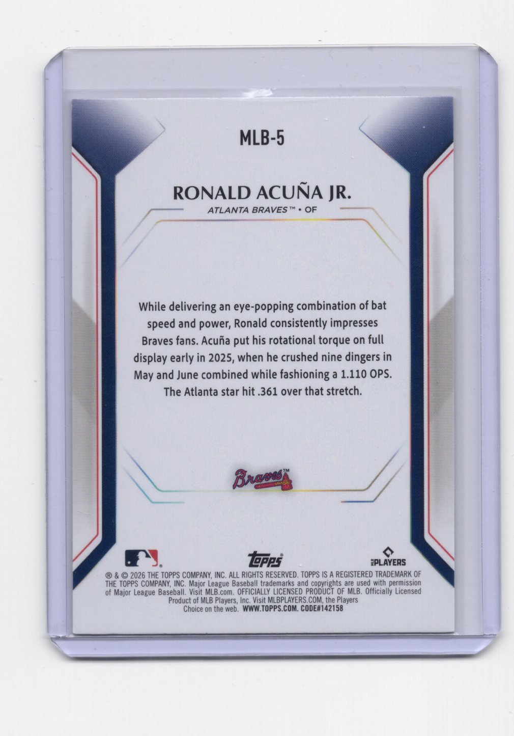 2026 Topps Ronald Acuña Jr. Card Topps Collector Kit Atlanta Braves #MLB-5