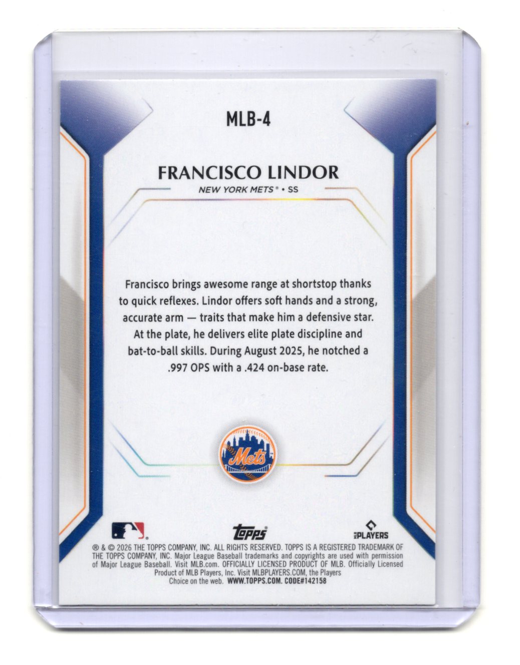 2026 Topps Francisco Lindor Card Topps Collector Kit New York Mets #MLB-4