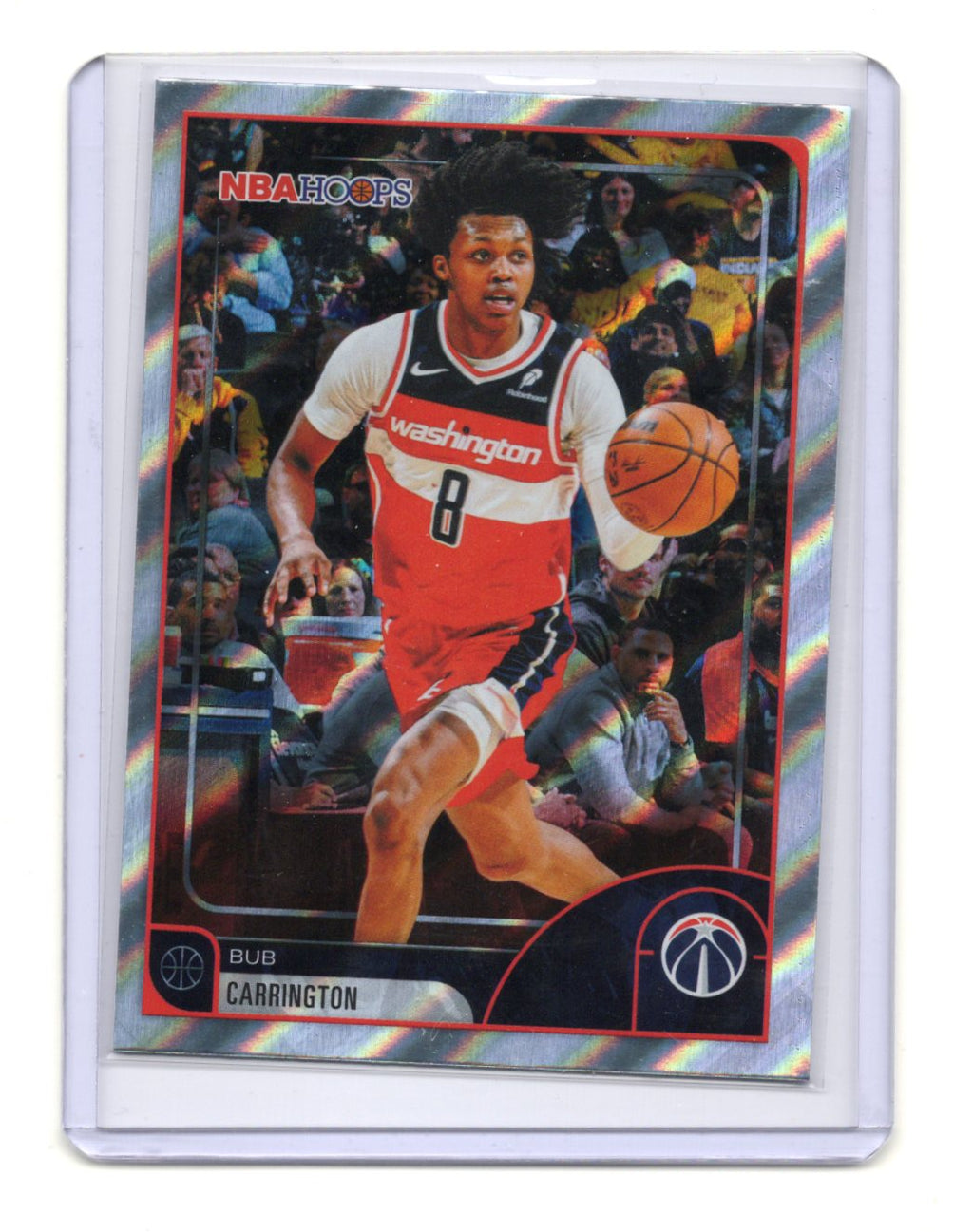 2025-26 Topps NBA Hoops Bub Carrington Silver Rainbow Foil Parallel #236 RC