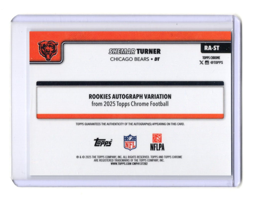 2025 Topps Chrome Shemar Turner Rookie Auto Refractor /299 RA-ST Bears RC