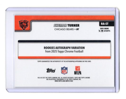 2025 Topps Chrome Shemar Turner Rookie Auto Refractor /299 RA-ST Bears RC