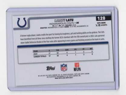 2025 Topps Chrome Laiatu Latu Card Lime Green X-Fractor Indianapolis Colts #128