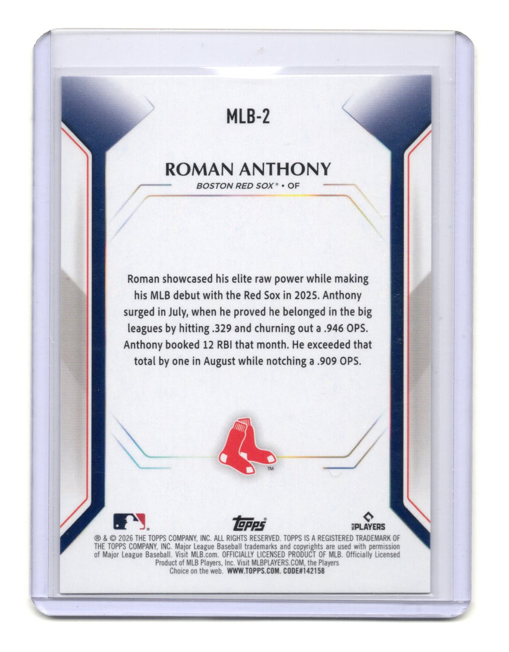 2026 Topps Roman Anthony Card Topps Collector Kit Boston Red Sox #MLB-2