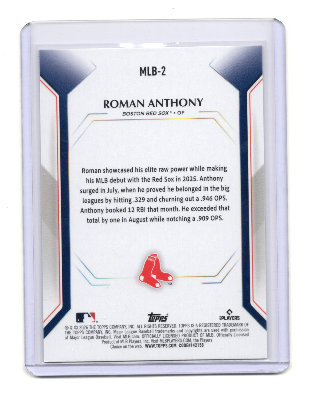 2026 Topps Roman Anthony Card Topps Collector Kit Wave Boston Red Sox #MLB-2