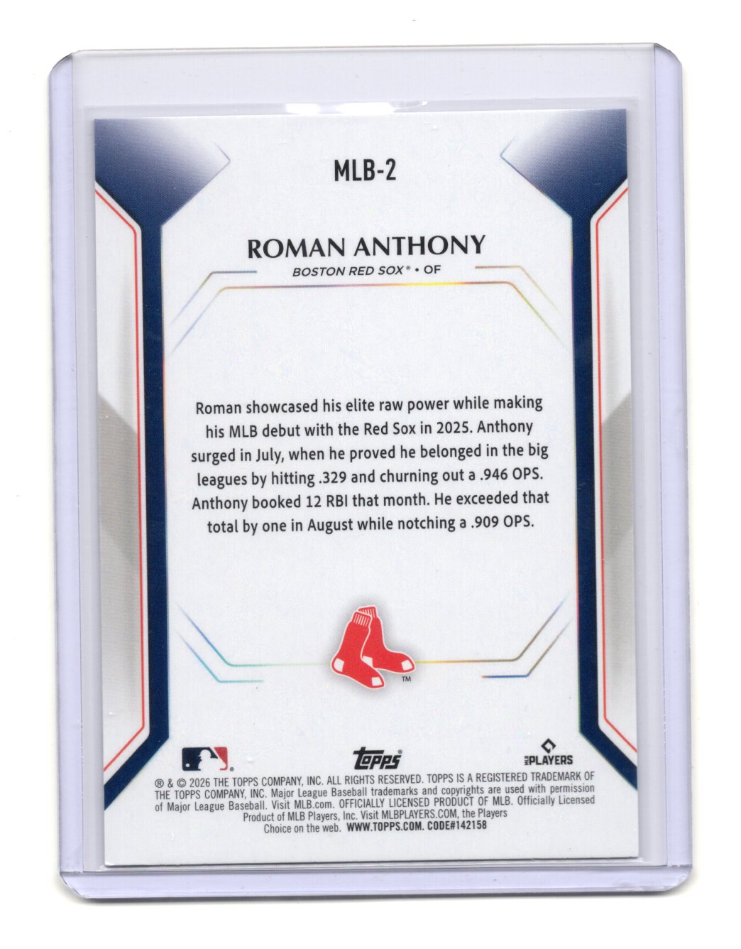 2026 Topps Roman Anthony Card Topps Collector Kit Wave Boston Red Sox #MLB-2