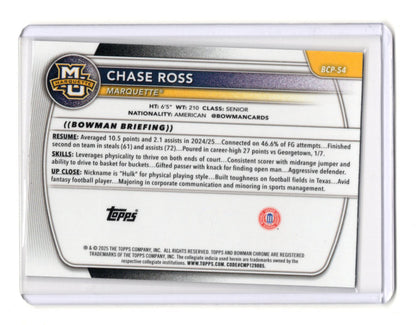 2025-26 Bowman Chase Ross Card Chrome Prospects Reptilian Refractor Marquette