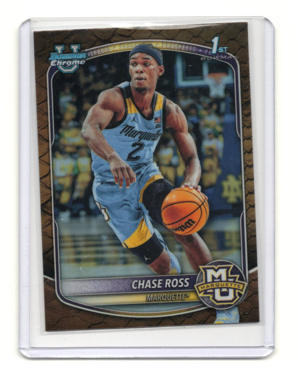 2025-26 Bowman Chase Ross Card Chrome Prospects Reptilian Refractor Marquette