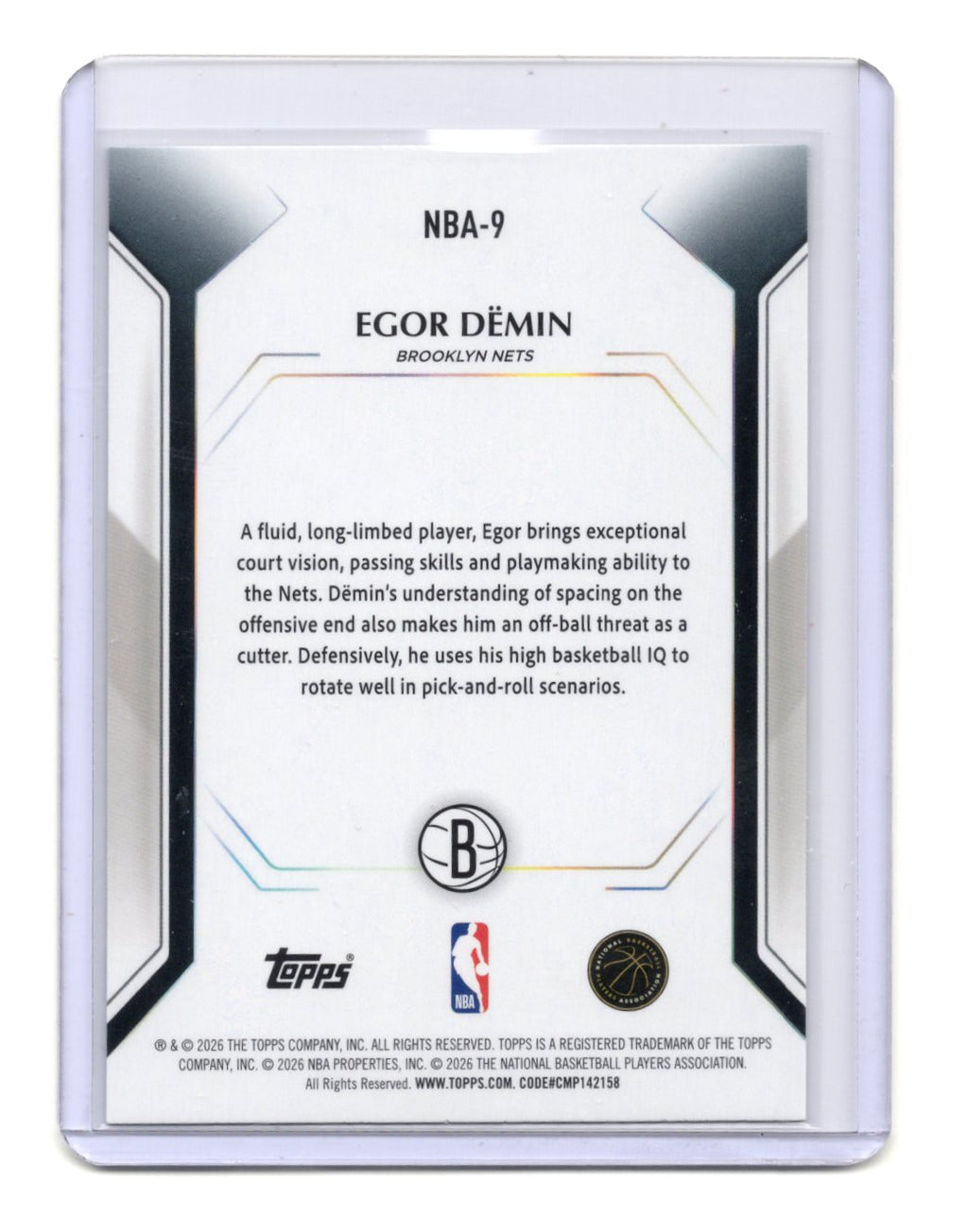 2025-26 Topps Egor Demin Card Topps Collector Kit Brooklyn Nets #NBA-9