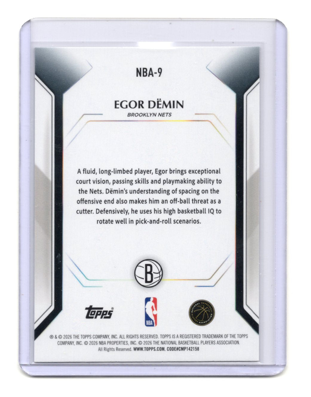 2025-26 Topps Egor Demin Card Topps Collector Kit Brooklyn Nets #NBA-9