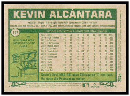 2026 Topps Heritage Kevin Alcántara Card Chicago Cubs #157