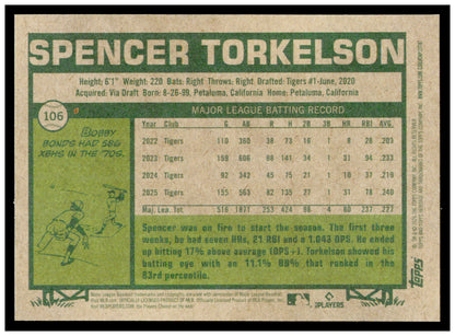 2026 Topps Heritage Spencer Torkelson Card Detroit Tigers #106