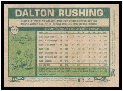 2026 Topps Heritage Dalton Rushing Card Los Angeles Dodgers #246