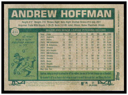 2026 Topps Heritage Andrew Hoffman Card RC Arizona Diamondbacks #211
